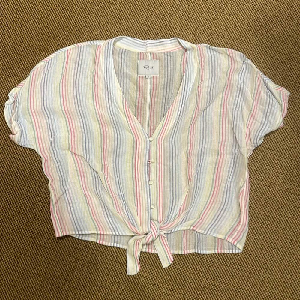 Rails cap sleeve boxy tie front shirt